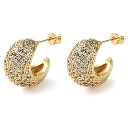 Rack Plating Brass Micro Pave Cubic Zirconia Stud Earrings EJEW-M230-11G-1
