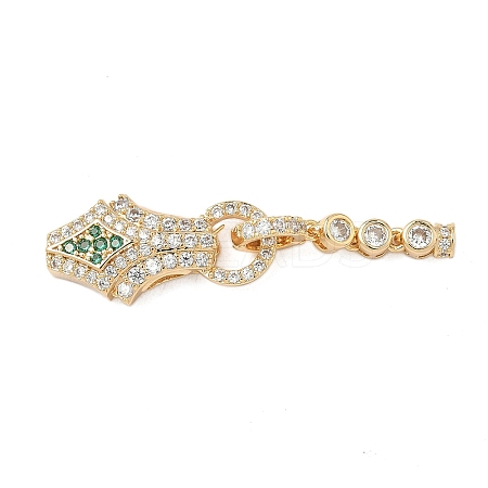 Brass Micro Pave Cubic Zirconia Fold Over Clasps KK-S531-34G-1