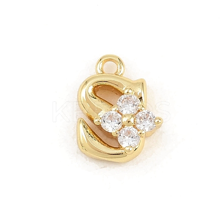 Brass Micro Pave Clear Cubic Zirconia Charms KK-Z151-18G-S-1