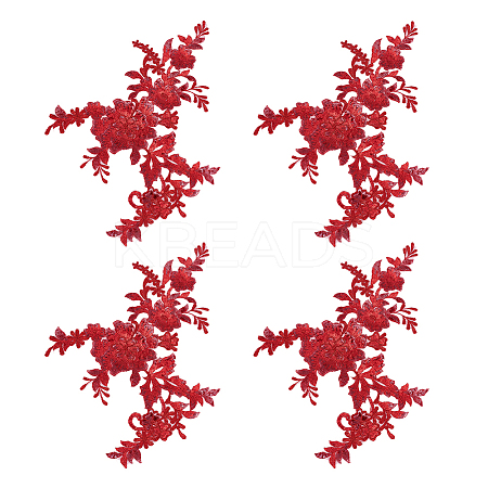 Flower Polyester Embroidery Sew on Appliques PATC-WH0020-33D-1
