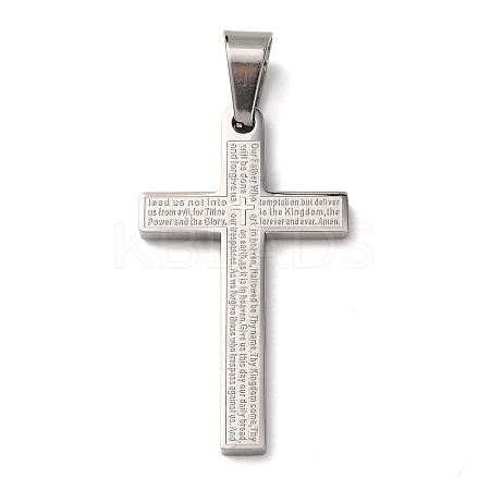 304 Stainless Steel Religion Bible Cross Pendants STAS-F323-11P-1