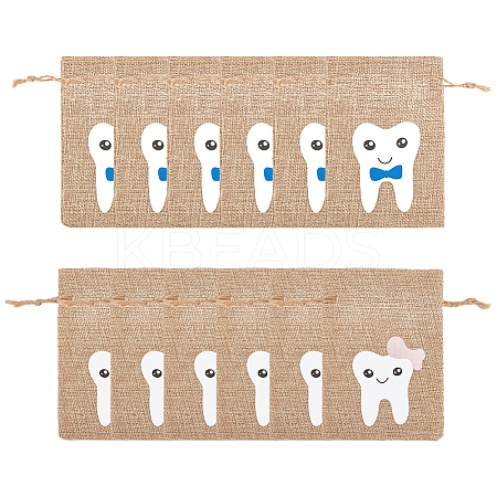 12Pcs 2 Colors Rectangle Linen Packing Pouches ABAG-FG0001-03-1