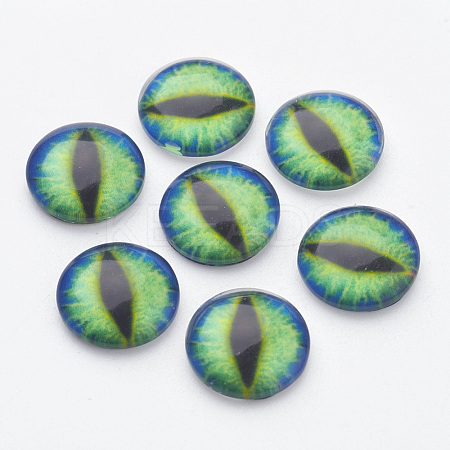 Half Round/Dome Dragon Eye Printed Glass Cabochons LS-GGLA-A002-12mm-AB09-1