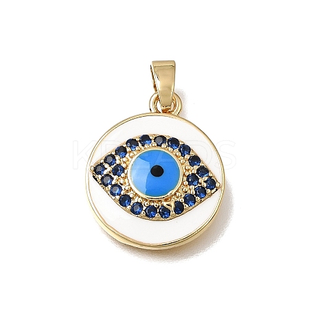 Brass Micro Pave Cubic Zirconia with Blue Enamel Pendants CU-CBAA556-09B-1