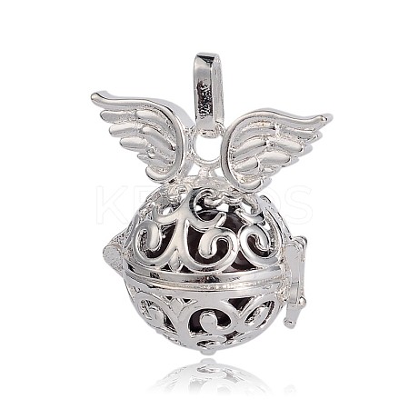 Silver Color Plated Brass Hollow Round Cage Pendants LS-KK-J247-04S-1