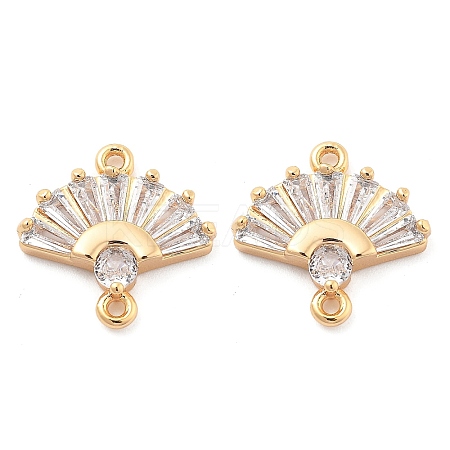 Brass Clear Cubic Zirconia Connector Charms KK-G516-08G-1