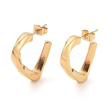 Ion Plating(IP) 304 Stainless Steel Twist Triangle Stud Earrings LS-EJEW-A104-03G-1
