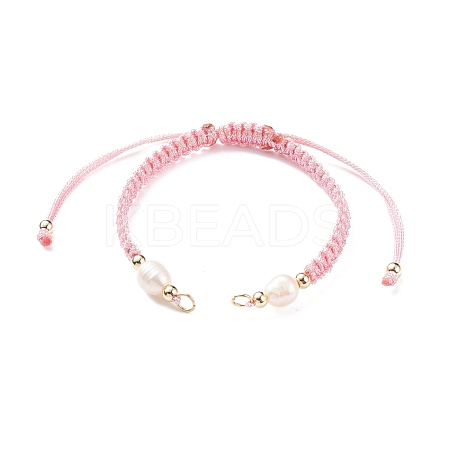 Half Finished Polyester Braided Pearl Bracelet AJEW-JB01128-04-1