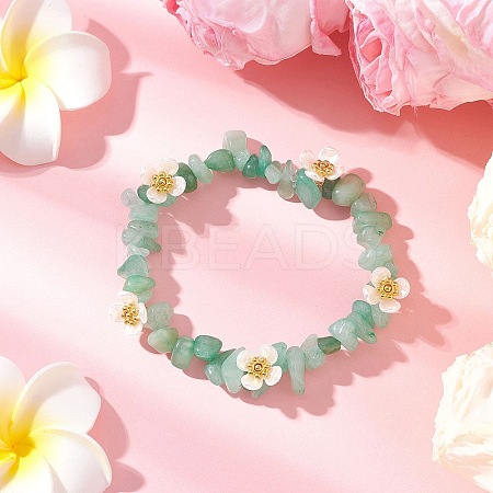 Natural Green Aventurine Beaded Stretch Bracelets for Women BJEW-JB12315-01-1