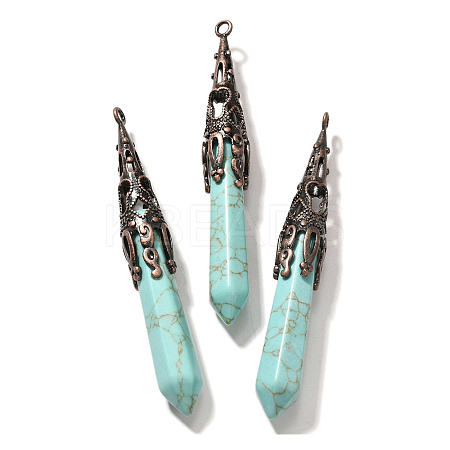 Synthetic Turquoise Pointed Big Pendants G-P560-02R-02-1