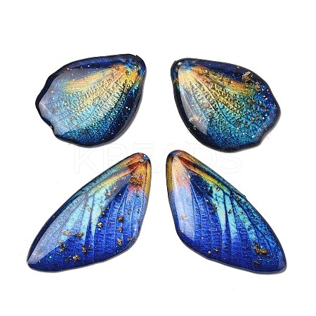 4Pcs Transparent Epoxy Resin Butterfly Wings Pendants RESI-C057-05D-1
