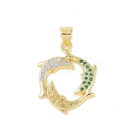 Brass Micro Pave Cubic Zirconia Pendants KK-E111-41G-01-1
