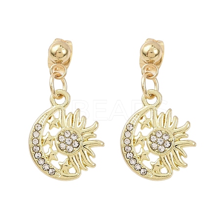 Alloy Crystal Rhinestone Dangle Stud Earrings EJEW-JE06657-01-1