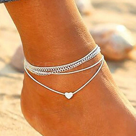 Beach Alloy Heart Multi-strand Anklets for Women FS-WG18EA5-01-1