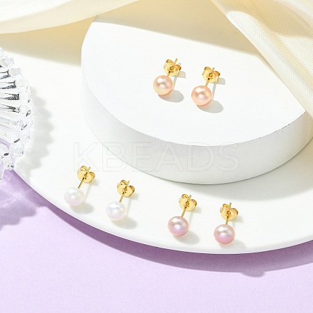 Natural Cultured Freshwater Pearl Stud Earrings EJEW-JE07273-1