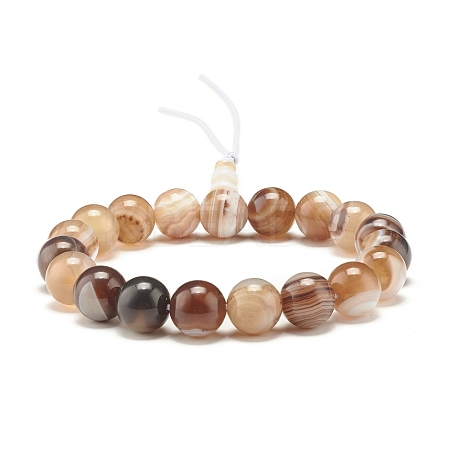 Natural Agate Round Beads Stretch Bracelet BJEW-JB07235-05-1
