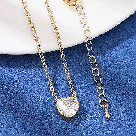 Brass Pave Clear Cubic Zirconia Pendant Necklaces for Women NJEW-Z079-02G-03-1