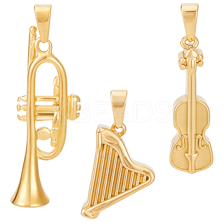 3Pcs 3 Style 304 Stainless Steel Pendants STAS-BBC0004-77-1