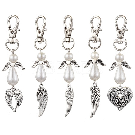 Angel & Wing Alloy Pendant Decoration HJEW-JM02307-1