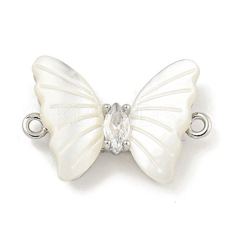 Brass Pave Clear Cubic Zirconia Butterfly Connector Charms KK-Q820-38P-1