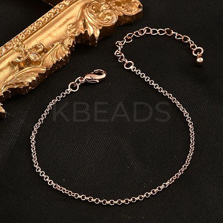 Brass Rolo Chain Bracelets for Women BJEW-G735-05RG-1