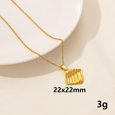 304 Stainless Steel Geometric Rhombus Pendant Necklace for Women GD7142-4-1