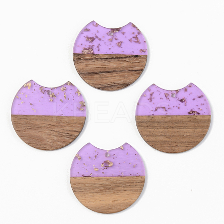 Transparent Resin & Walnut Wood Pendants LS-RESI-S389-001A-B01-1