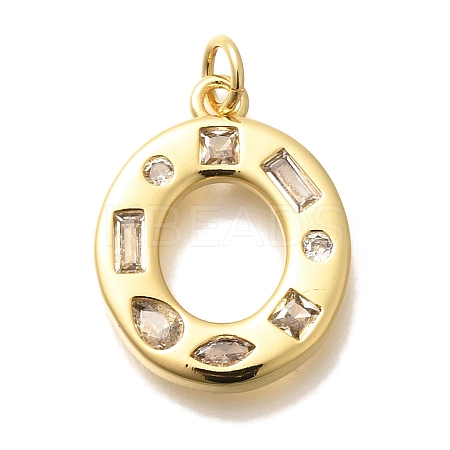 Brass Micro Pave Clear Cubic Zirconia Pendants KK-G521-01G-O-1