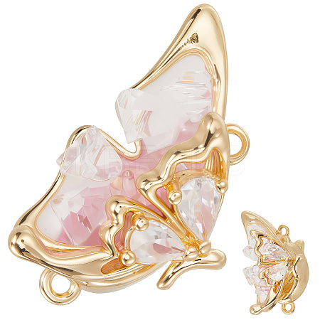 2Pcs Brass Clear Cubic Zirconia Box Clasps KK-BBC0018-43-1