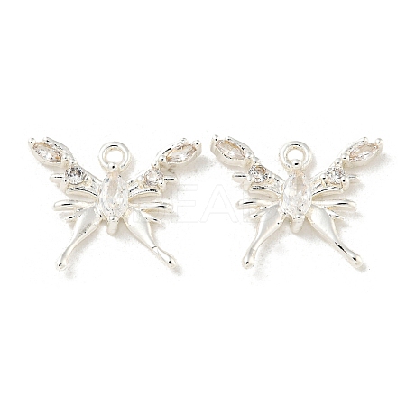 Brass Micro Pave Clear Cubic Zirconia Pendants KK-Z057-02S-1
