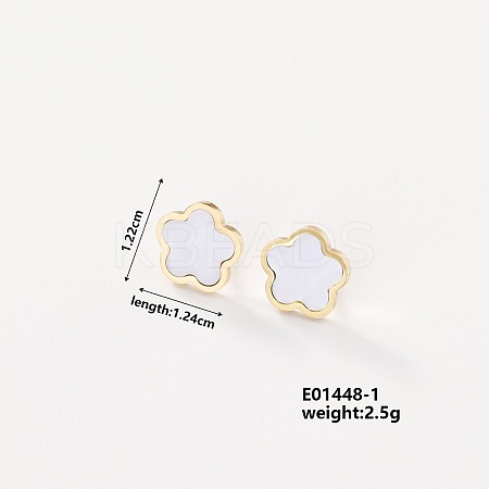 304 Stainless Steel Elegant Five-Leaf Flower Stud Earrings for Women AB2788-1-1