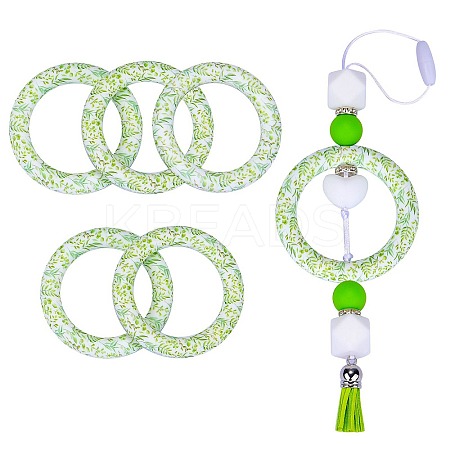 5Pcs Ring Food Grade Eco-Friendly Silicone Focal Beads JX894N-1