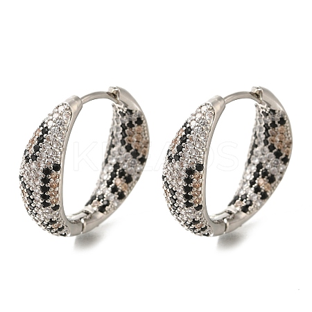 Rack Plating Brass Micro Pave Cubic Zirconia Hoop Earrings EJEW-H016-22P-1