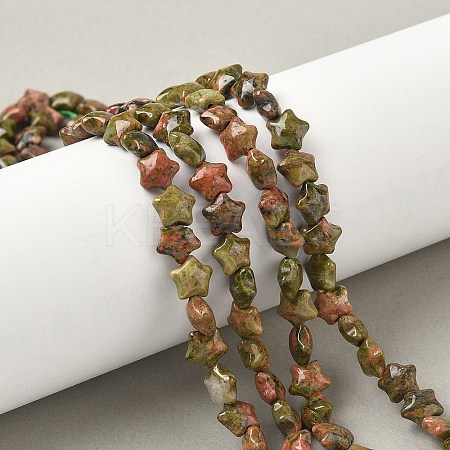 Natural Unakite Star Beads Strands G-Z080-A11-1