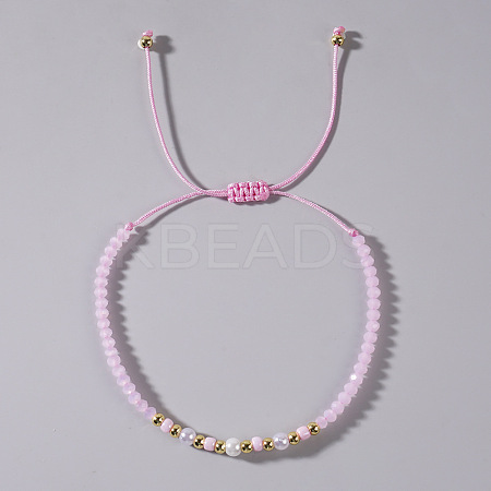 Elegant Imitation Pearl & Glass & Brass Beads Braided Bead Bracelets for Women SF9427-1-1