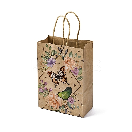 Flower Butterfly Pattern Kraft Paper Bags CARB-F012-03C-1