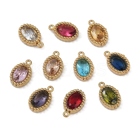 Ion Plating(IP) 304 Stainless Steel Micro Pave Cubic Zirconia Charms X-STAS-K256-19G-1
