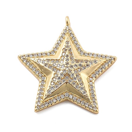 Real 18K Gold Plated Brass Micro Pave Cubic Zirconia Pendants KK-L209-097G-1