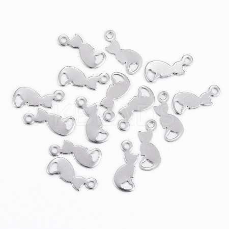304 Stainless Steel Kitten Charms X-STAS-H396-04P-1