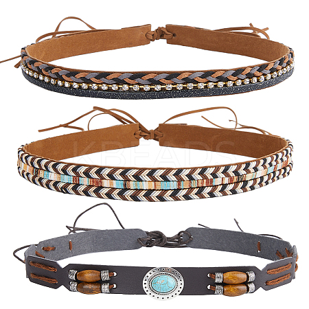 3Pcs 3 Styles Crystal Rhinestone Southwestern Cowboy Hat Belt DIY-CP0009-17A-1
