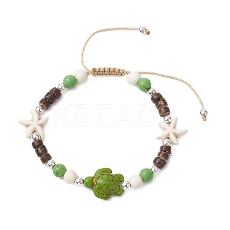 Synthetic Turquoise Braided Bead Bracelets BJEW-JB11093-1