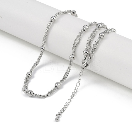 Rack Plating Brass Ball Link Chain Necklaces for Women NJEW-K382-05P-1