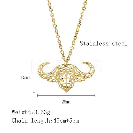 304 Stainless Steel Geometric Artistic Hollow Animal Pendant Necklaces JK0174-7-1