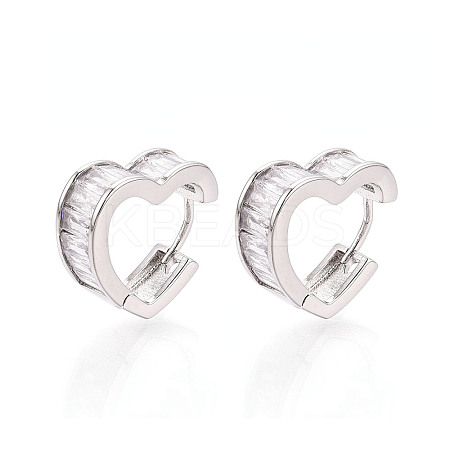 Brass Micro Pave Clear Cubic Zirconia Heart Hoop Earrings EJEW-T048-27P-1
