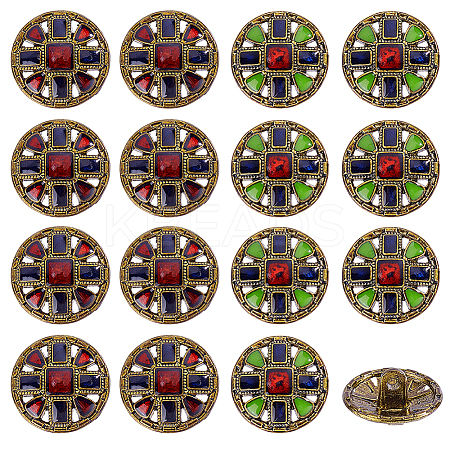 16Pcs 2 Styles 1-Hole Alloy Shank Buttons BUTT-GA0001-46-1