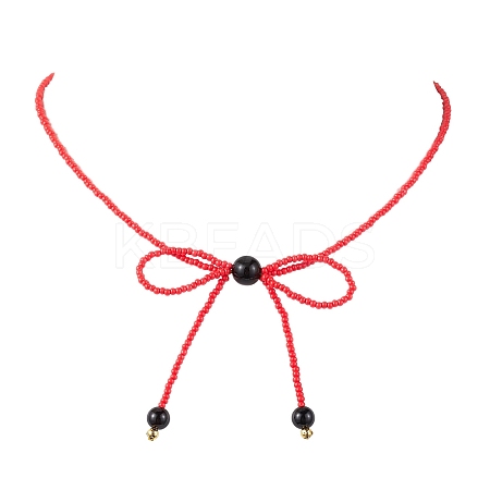Glass Seed Pendants Necklaces for Women NJEW-MZ00031-03-1