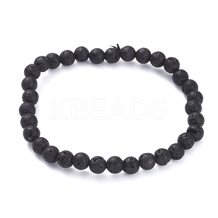 Natural Lava Rock Beads Stretch Bracelets BJEW-G623-02-6mm-1
