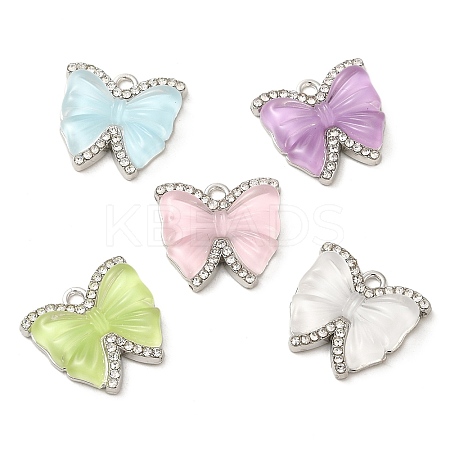 Transparent Resin Bowknot Pendants PALLOY-P303-05P-1