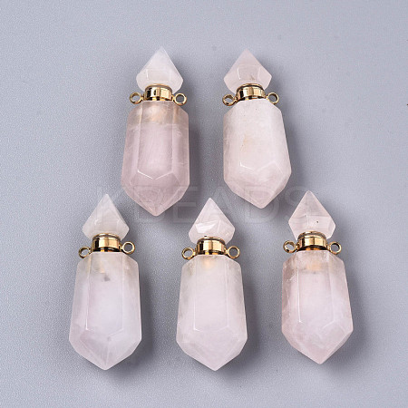Faceted Natural Rose Quartz Pendants G-T131-15H-1