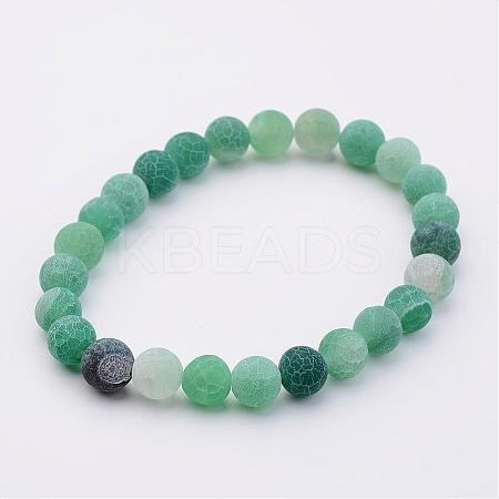 Natural Weathered Agate(Dyed) Stretch Beads Bracelets BJEW-JB02513-03-1